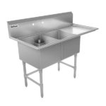 Double sink SS, with drain board