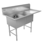Double sink SS W drainboard