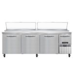 Pizza Prep Table (92″ L x 36″ W x 35″ H) Custom Glass Door With Led Light And Pizza Rack